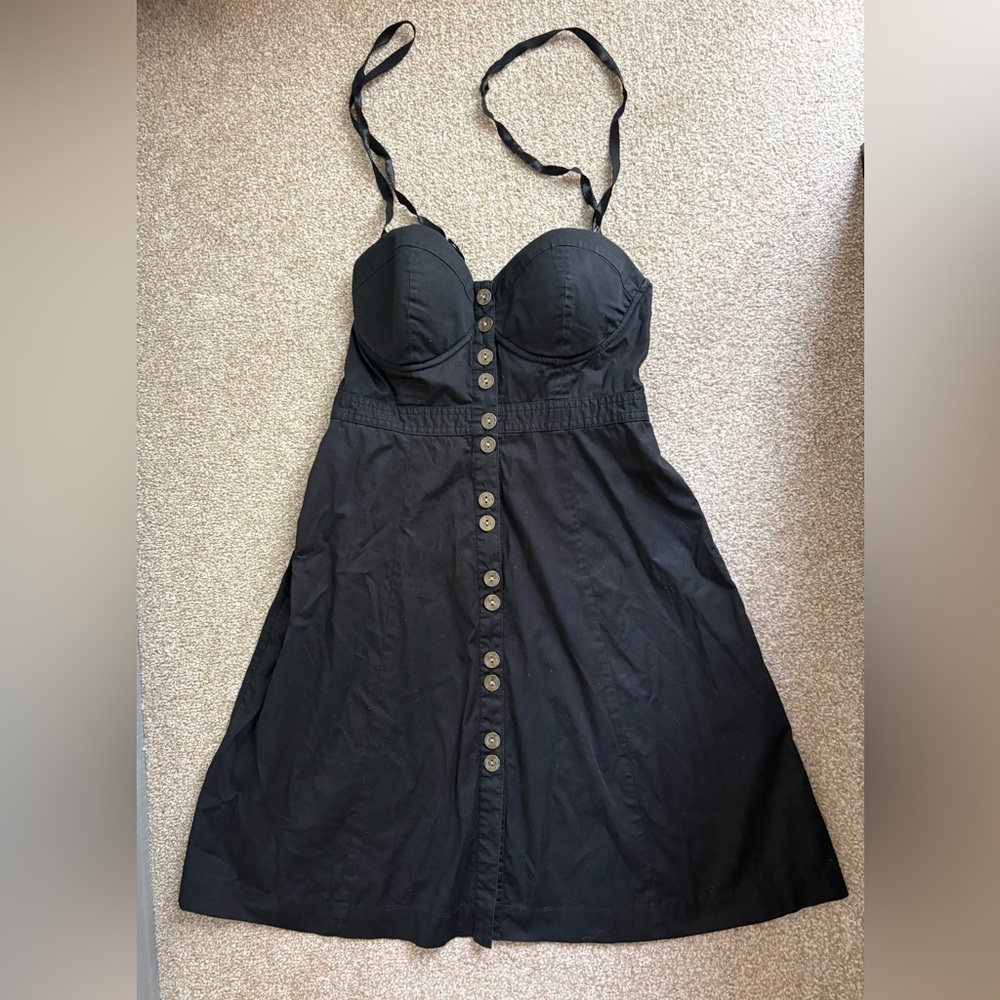 Guess Black Button-Front Sundress with Sweetheart Bustier